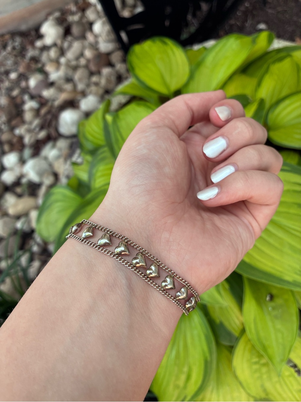 Vintage Sterling Silver FAS
Heart-link Bracelet.